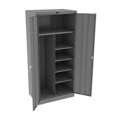 Tennsco - 6 Shelf Combination Storage Cabinet - Steel, 36" Wide x 24" Deep x 78" High, Medium Gray - Apex Tool & Supply