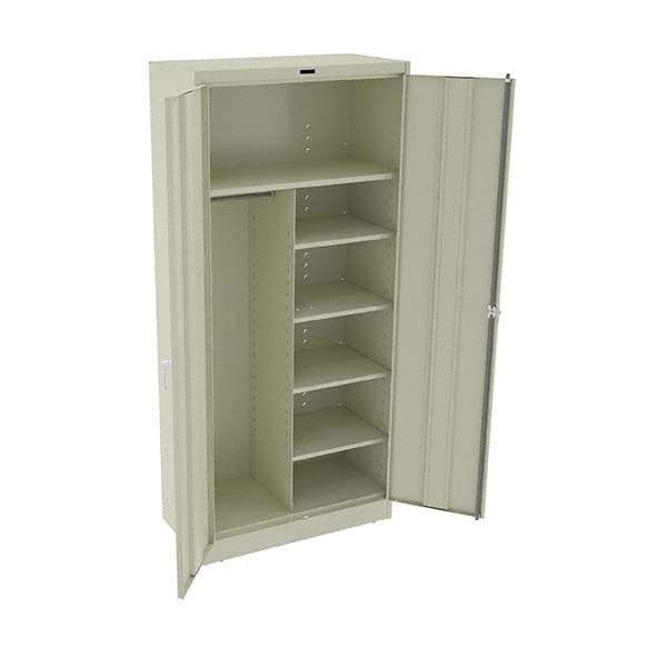 Tennsco - 6 Shelf Combination Storage Cabinet - Steel, 36" Wide x 18" Deep x 78" High, Champagne/Putty - Apex Tool & Supply
