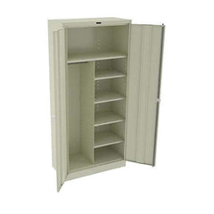 Tennsco - 6 Shelf Combination Storage Cabinet - Steel, 36" Wide x 18" Deep x 78" High, Champagne/Putty - Apex Tool & Supply