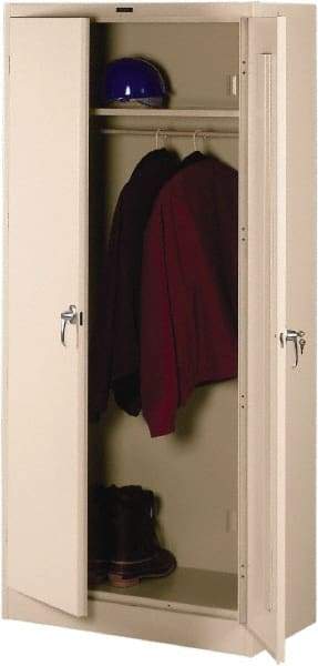Tennsco - 2 Shelf Wardrobe Storage Cabinet - Steel, 36" Wide x 18" Deep x 78" High, Sand - Apex Tool & Supply