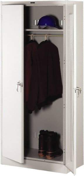 Tennsco - 2 Shelf Wardrobe Storage Cabinet - Steel, 36" Wide x 24" Deep x 78" High, Light Gray - Apex Tool & Supply