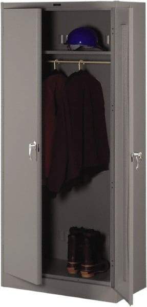 Tennsco - 2 Shelf Wardrobe Storage Cabinet - Steel, 36" Wide x 24" Deep x 78" High, Medium Gray - Apex Tool & Supply