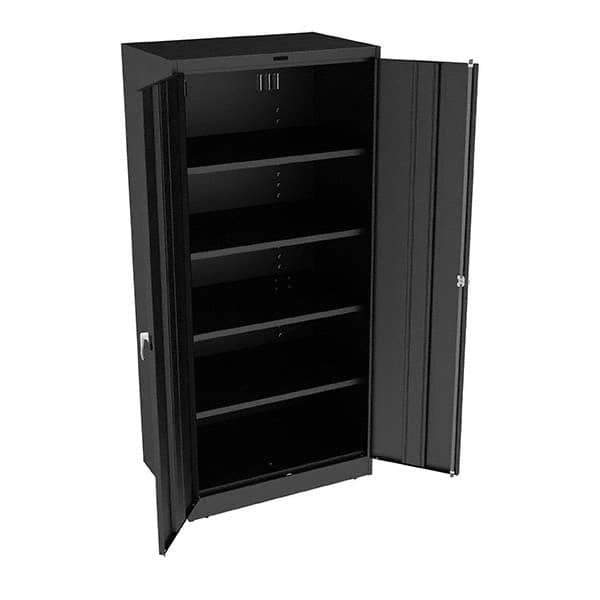 Tennsco - 5 Shelf Locking Storage Cabinet - Steel, 36" Wide x 24" Deep x 78" High, Black - Apex Tool & Supply