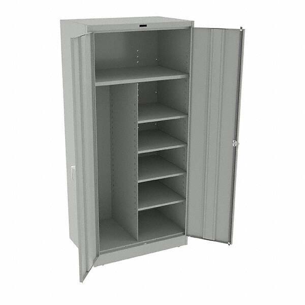 Tennsco - 6 Shelf Combination Storage Cabinet - Steel, 36" Wide x 24" Deep x 78" High, Light Gray - Apex Tool & Supply