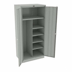 Tennsco - 6 Shelf Combination Storage Cabinet - Steel, 36" Wide x 24" Deep x 78" High, Light Gray - Apex Tool & Supply
