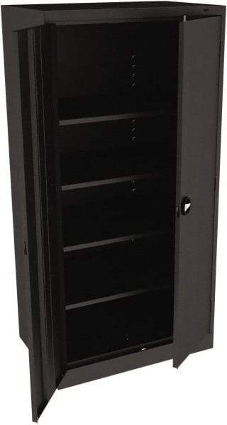 Tennsco - 5 Shelf Locking Storage Cabinet - Steel, 36" Wide x 24" Deep x 72" High, Black - Apex Tool & Supply