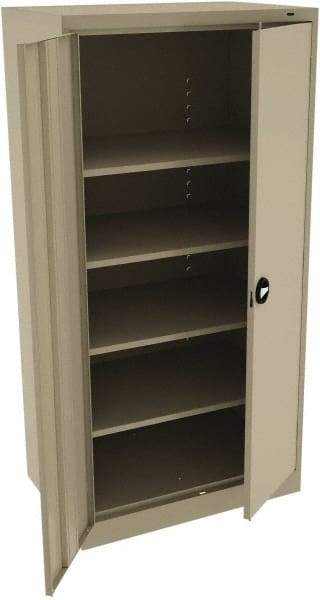 Tennsco - 5 Shelf Locking Storage Cabinet - Steel, 36" Wide x 24" Deep x 72" High, Sand - Apex Tool & Supply
