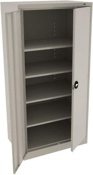 Tennsco - 5 Shelf Locking Storage Cabinet - Steel, 36" Wide x 24" Deep x 72" High, Light Gray - Apex Tool & Supply