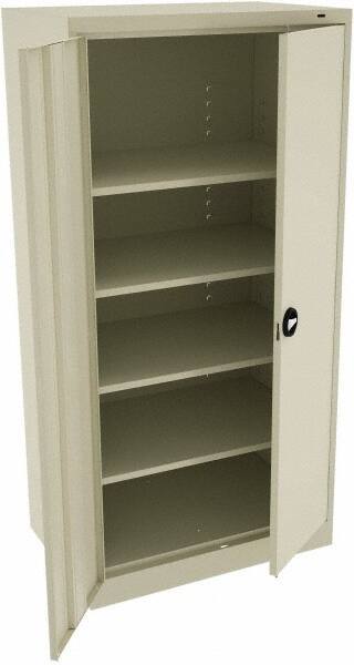 Tennsco - 5 Shelf Locking Storage Cabinet - Steel, 36" Wide x 24" Deep x 72" High, Champagne/Putty - Apex Tool & Supply