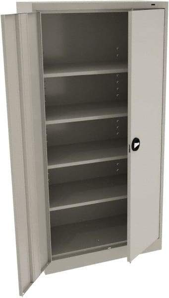 Tennsco - 5 Shelf Locking Storage Cabinet - Steel, 36" Wide x 18" Deep x 72" High, Light Gray - Apex Tool & Supply