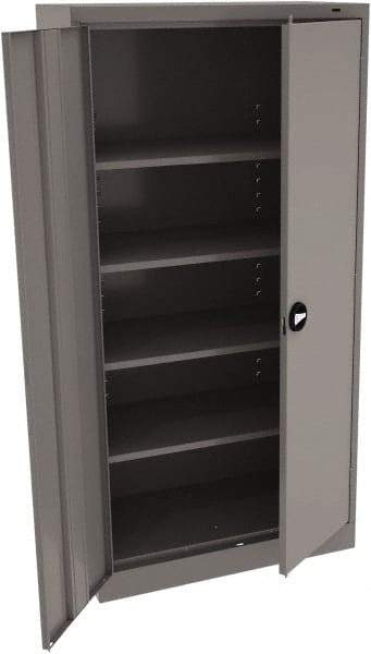 Tennsco - 5 Shelf Locking Storage Cabinet - Steel, 36" Wide x 18" Deep x 72" High, Medium Gray - Apex Tool & Supply
