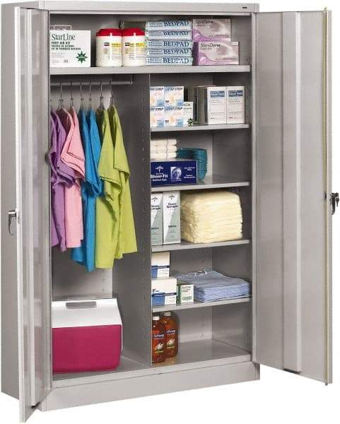 Tennsco - 6 Shelf Combination Storage Cabinet - Steel, 48" Wide x 18" Deep x 78" High, Light Gray - Apex Tool & Supply