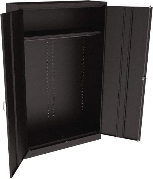 Tennsco - 2 Shelf Wardrobe Storage Cabinet - Steel, 48" Wide x 18" Deep x 78" High, Black - Apex Tool & Supply