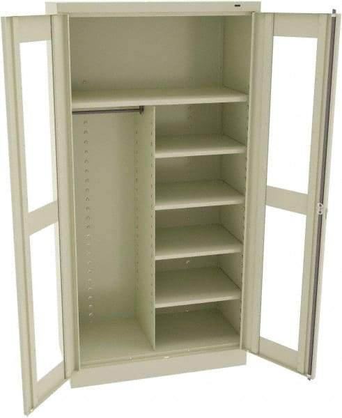 Tennsco - 6 Shelf Combination Storage Cabinet - Steel, 36" Wide x 18" Deep x 72" High, Champagne/Putty - Apex Tool & Supply