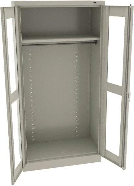Tennsco - 2 Shelf Wardrobe Storage Cabinet - Steel, 36" Wide x 18" Deep x 72" High, Light Gray - Apex Tool & Supply
