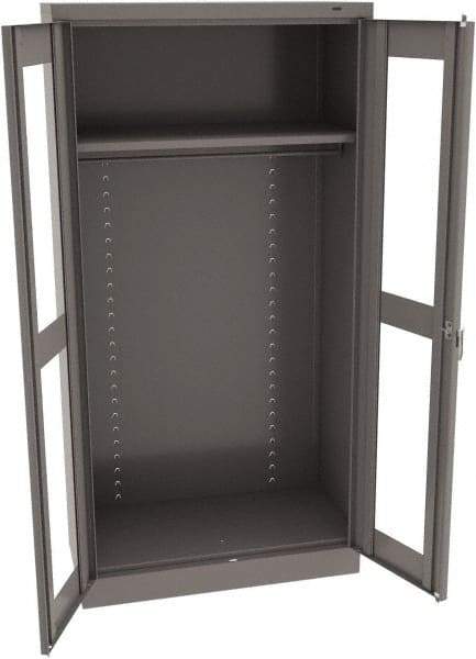Tennsco - 2 Shelf Wardrobe Storage Cabinet - Steel, 36" Wide x 18" Deep x 72" High, Medium Gray - Apex Tool & Supply