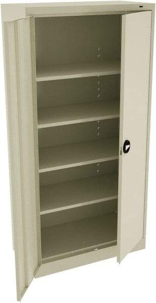 Tennsco - 5 Shelf Locking Storage Cabinet - Steel, 36" Wide x 18" Deep x 78" High, Champagne/Putty - Apex Tool & Supply