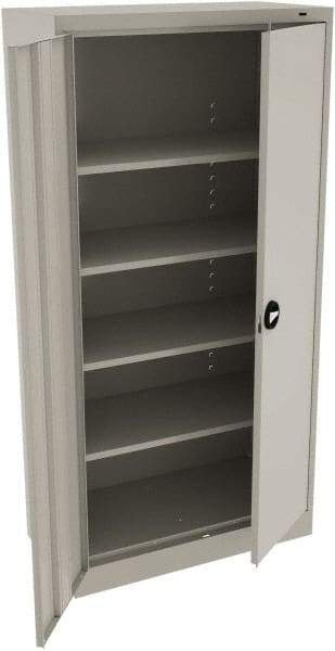 Tennsco - 5 Shelf Locking Storage Cabinet - Steel, 36" Wide x 18" Deep x 78" High, Light Gray - Apex Tool & Supply