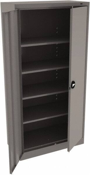 Tennsco - 5 Shelf Locking Storage Cabinet - Steel, 36" Wide x 18" Deep x 78" High, Medium Gray - Apex Tool & Supply