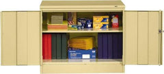 Tennsco - 2 Shelf Locking Storage Cabinet - Steel, 36" Wide x 18" Deep x 30" High, Sand - Apex Tool & Supply