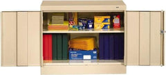 Tennsco - 2 Shelf Locking Storage Cabinet - Steel, 36" Wide x 18" Deep x 30" High, Champagne/Putty - Apex Tool & Supply