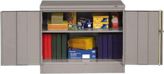Tennsco - 2 Shelf Locking Storage Cabinet - Steel, 36" Wide x 18" Deep x 30" High, Medium Gray - Apex Tool & Supply