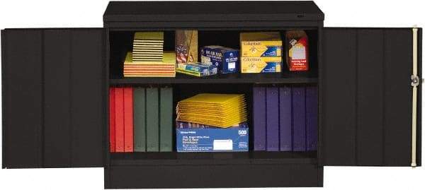 Tennsco - 3 Shelf Locking Storage Cabinet - Steel, 36" Wide x 18" Deep x 42" High, Black - Apex Tool & Supply