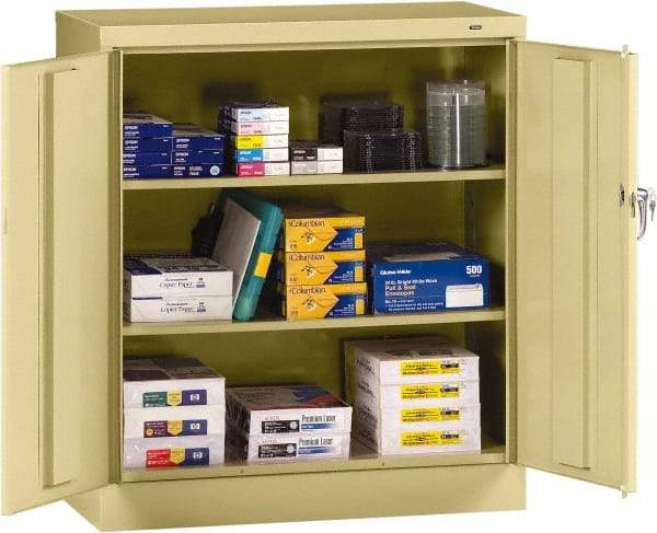 Tennsco - 3 Shelf Locking Storage Cabinet - Steel, 36" Wide x 18" Deep x 42" High, Sand - Apex Tool & Supply