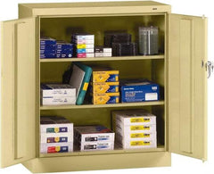 Tennsco - 3 Shelf Locking Storage Cabinet - Steel, 36" Wide x 18" Deep x 42" High, Sand - Apex Tool & Supply