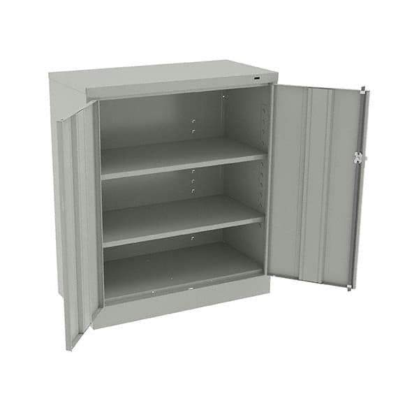 Tennsco - 3 Shelf Locking Storage Cabinet - Steel, 36" Wide x 18" Deep x 42" High, Light Gray - Apex Tool & Supply