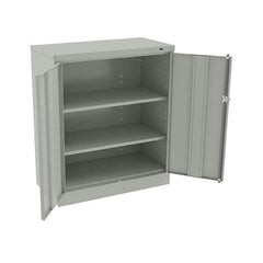 Tennsco - 3 Shelf Locking Storage Cabinet - Steel, 36" Wide x 18" Deep x 42" High, Light Gray - Apex Tool & Supply