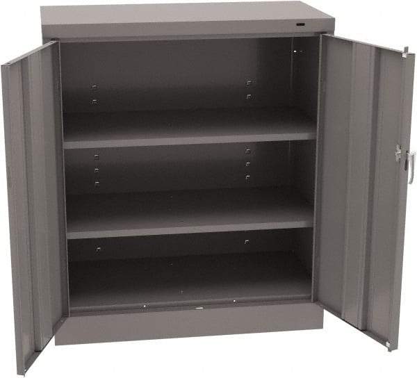Tennsco - 3 Shelf Locking Storage Cabinet - Steel, 36" Wide x 18" Deep x 42" High, Medium Gray - Apex Tool & Supply