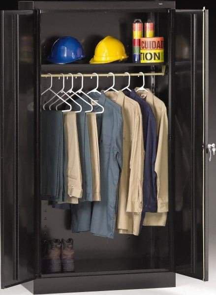 Tennsco - 2 Shelf Wardrobe Storage Cabinet - Steel, 36" Wide x 18" Deep x 72" High, Black - Apex Tool & Supply