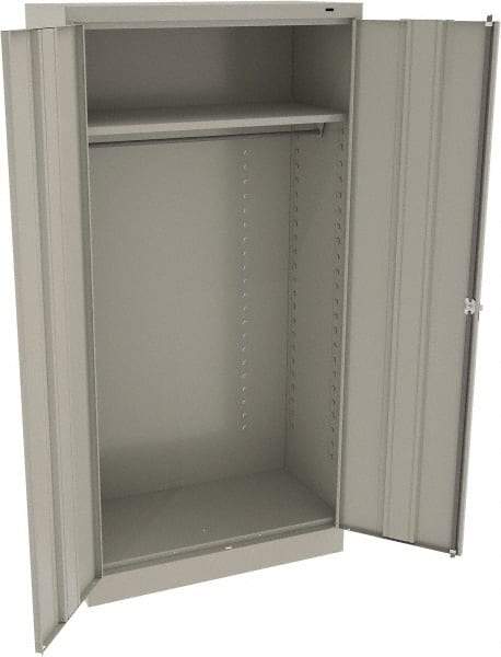 Tennsco - 2 Shelf Wardrobe Storage Cabinet - Steel, 36" Wide x 18" Deep x 72" High, Light Gray - Apex Tool & Supply