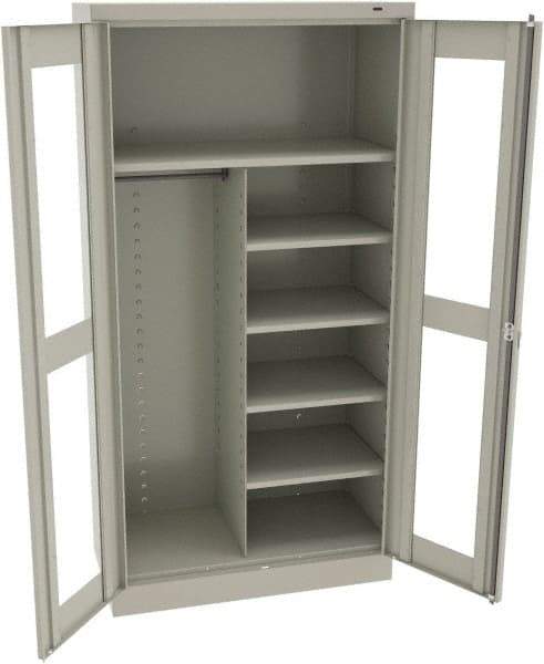 Tennsco - 6 Shelf Combination Storage Cabinet - Steel, 36" Wide x 18" Deep x 72" High, Light Gray - Apex Tool & Supply