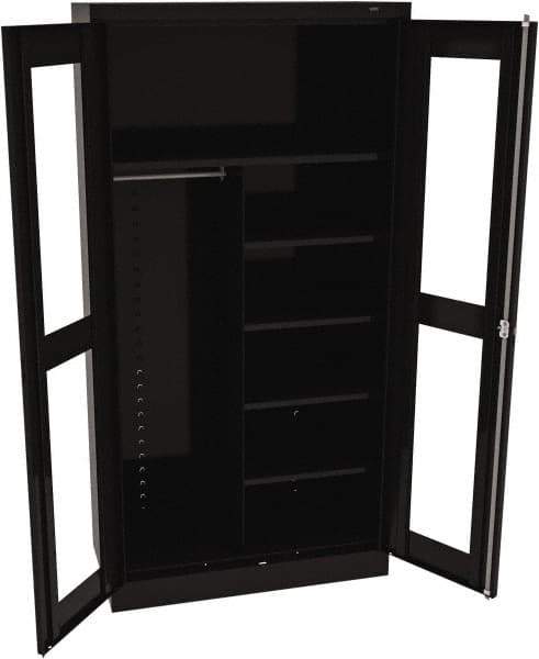 Tennsco - 6 Shelf Combination Storage Cabinet - Steel, 36" Wide x 18" Deep x 72" High, Black - Apex Tool & Supply