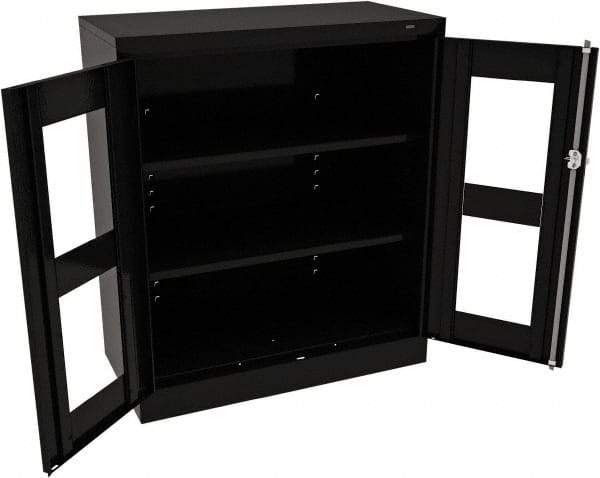 Tennsco - 3 Shelf Visible Storage Cabinet - Steel, 36" Wide x 18" Deep x 42" High, Black - Apex Tool & Supply