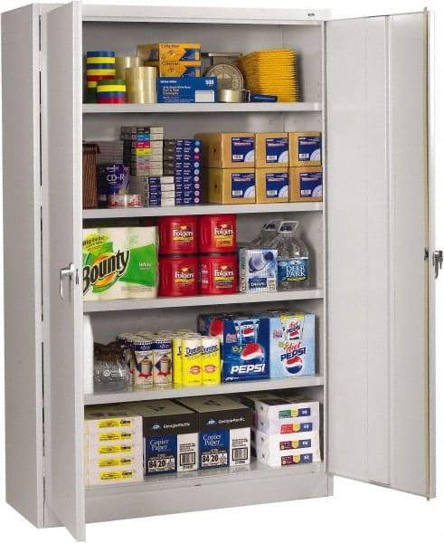 Tennsco - 5 Shelf Locking Storage Cabinet - Steel, 48" Wide x 18" Deep x 78" High, Light Gray - Apex Tool & Supply