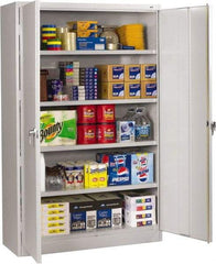 Tennsco - 5 Shelf Locking Storage Cabinet - Steel, 48" Wide x 18" Deep x 78" High, Light Gray - Apex Tool & Supply