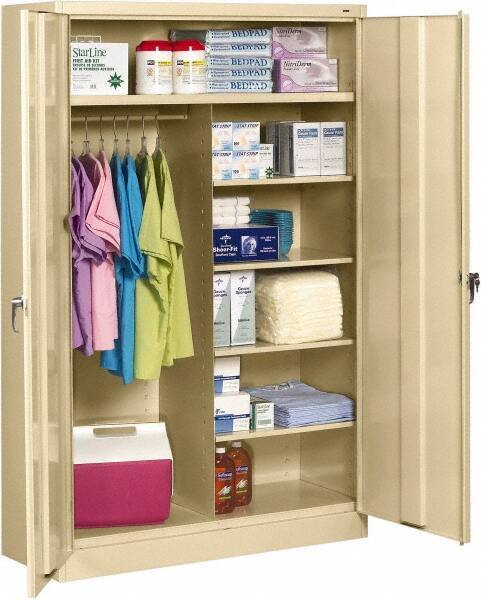 Tennsco - 6 Shelf Locking Storage Cabinet - Steel, 48" Wide x 24" Deep x 78" High, Champagne/Putty - Apex Tool & Supply