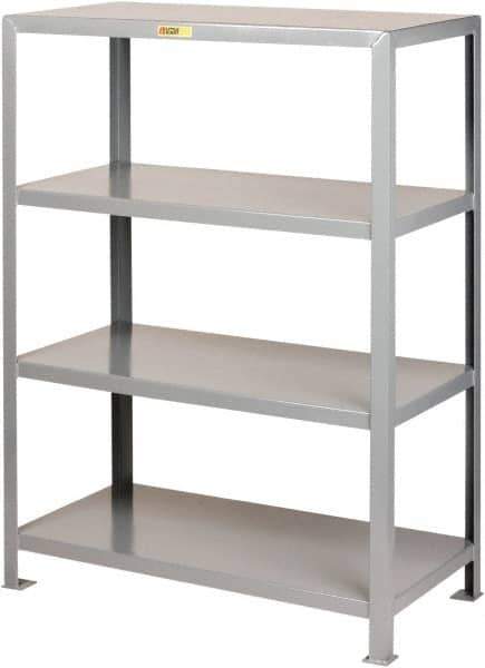 Little Giant - 4 Shelf Starter Open Steel Shelving - 6,000 Lb Capacity, 60" Wide x 72" High x 24" Deep, Gray - Apex Tool & Supply