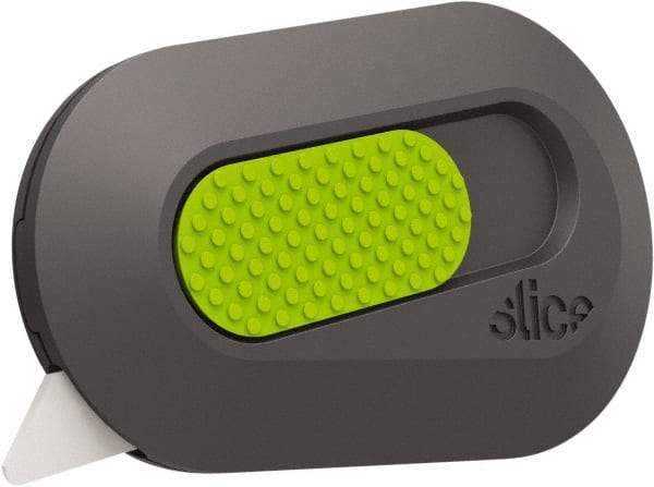 Slice - Retractable Utility Knife - 2-1/2" Blade, Black & Green Rubber Handle, 1 Blade Included - Apex Tool & Supply