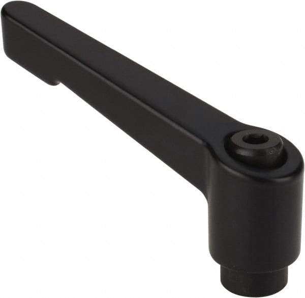 Morton Machine Works - 5/16-18, 0.53" Hub Diam, Die Cast Zinc A-Tapped Adjustable Clamping Handle - 2.56" OAL, 1.77" High, 0.39" Hole Depth - Apex Tool & Supply