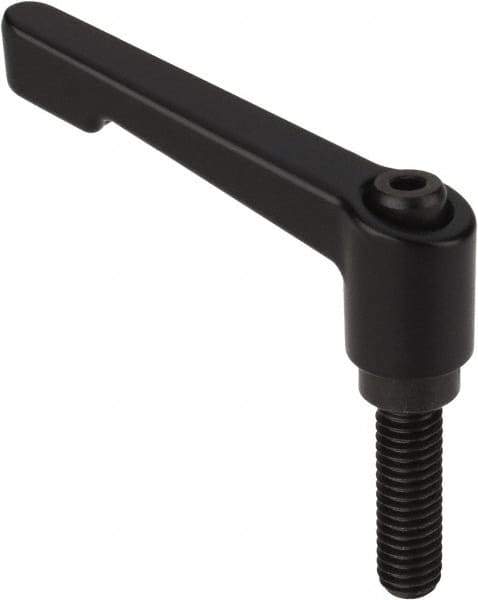 Morton Machine Works - M8, 13.5mm Hub Diam, Die Cast Zinc Threaded Stud Adjustable Clamping Handle - 50mm Stud Length, 65mm OAL, 95mm High - Apex Tool & Supply