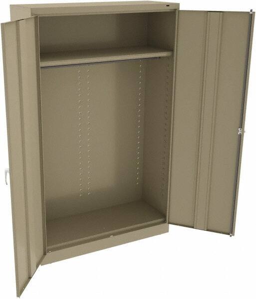 Tennsco - 2 Shelf Wardrobe Storage Cabinet - Steel, 48" Wide x 18" Deep x 78" High, Sand - Apex Tool & Supply