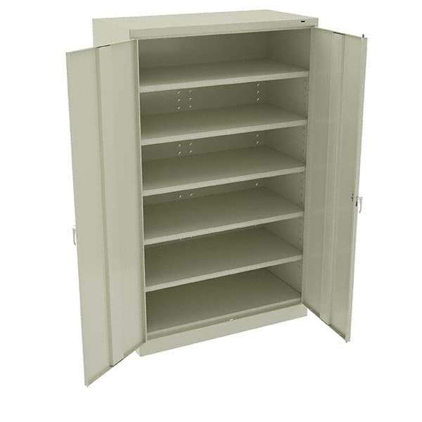 Tennsco - 5 Shelf Locking Storage Cabinet - Steel, 48" Wide x 24" Deep x 78" High, Champagne/Putty - Apex Tool & Supply