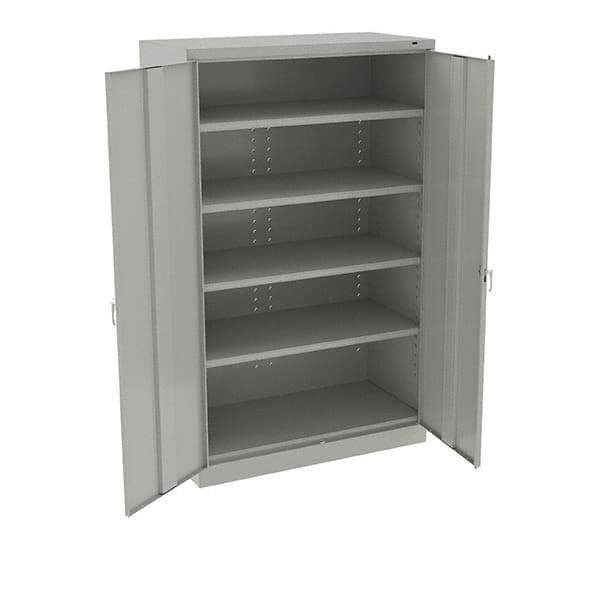 Tennsco - 6 Shelf Wardrobe Storage Cabinet - Steel, 48" Wide x 24" Deep x 78" High, Light Gray - Apex Tool & Supply
