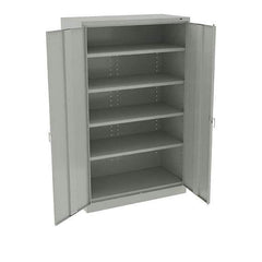 Tennsco - 5 Shelf Locking Storage Cabinet - Steel, 48" Wide x 24" Deep x 78" High, Light Gray - Apex Tool & Supply