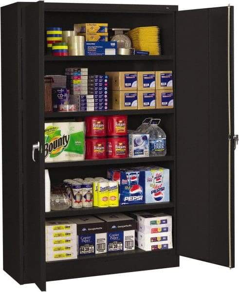 Tennsco - 5 Shelf Locking Storage Cabinet - Steel, 48" Wide x 18" Deep x 78" High, Black - Apex Tool & Supply