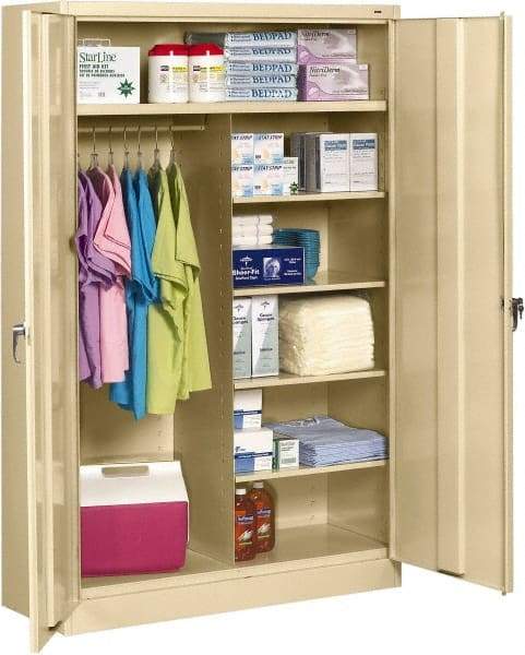 Tennsco - 6 Shelf Wardrobe Storage Cabinet - Steel, 48" Wide x 18" Deep x 78" High, Sand - Apex Tool & Supply